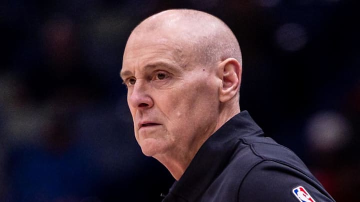 Indiana Pacers Head Coach Rick Carlisle looks on against the New Orleans Pelicans during the first half at Smoothie King Center.