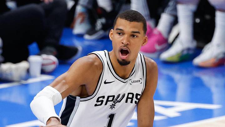 May 20, 2026; Oklahoma City, Oklahoma, USA; San Antonio Spurs forward Victor Wembanyama (1) passes the ball during the third quarter against the Oklahoma City Thunder during game two of the western conference finals for the 2026 NBA playoffs at Paycom Center. Mandatory Credit: Alonzo Adams-Imagn Images