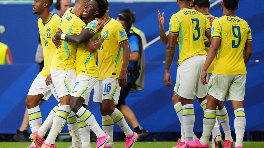 Brazil celebrating.