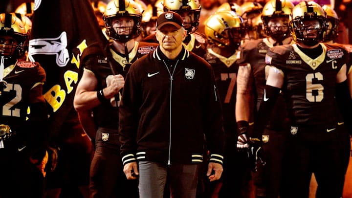 Army West Point Head Coach Jeff Monken during the Radiance Technologies Independence Bowl Saturday evening, December 28, 2024, at Independence Stadium. Army West Point Head Coach Jeff Monken during the Radiance Technologies Independence Bowl Saturday evening, December 28, 2024, at Independence Stadium.