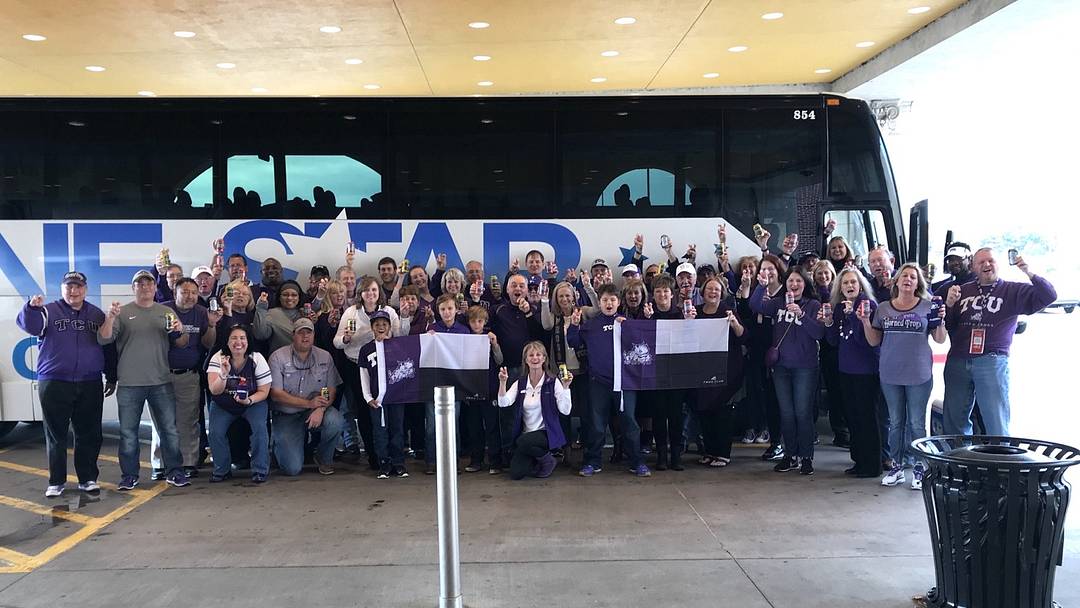 KillerFrogs fans show their Horned Frog pride during a past bus trip. The community hits the road again for TCU’s October 17 Revivalry matchup at Baylor. KillerFrogs fans show their Horned Frog pride during a past bus trip. The community hits the road again for TCU’s October 17 Revivalry matchup at Baylor.