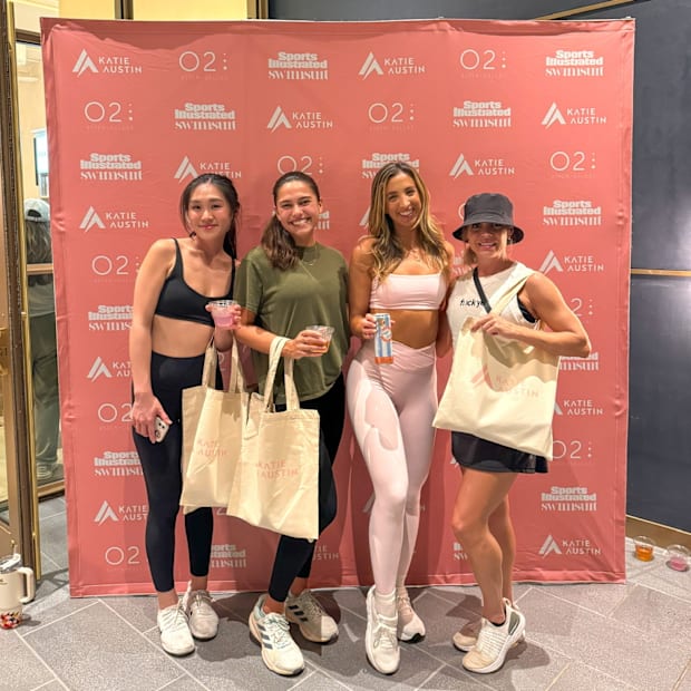 Katie Austin and workout attendees