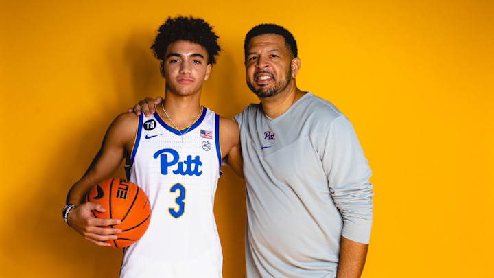 Pitt Basketball Head Coach Jeff Capel and Recruit Derek Dixon