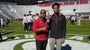 No. 1 athlete prospect in the 2026 class Brandon Arrington alongside Alabama defensive backs coach Mo Linguist.