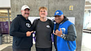 BYU offensive line target Jax Tanner with Kalani Sitake and TJ Woods