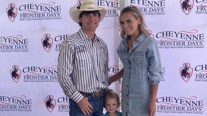 Cole Elshere seen with his family at the Cheyenne Frontier Days Rodeo