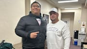 Peter Langi, Husky OL signee shown on an Auburn visit, has asked for his release.  