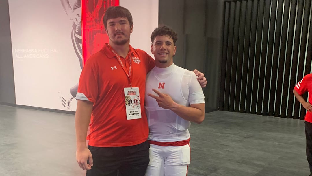 Five-star prospect Jackson Cantwell and Nebraska quarterback Dylan Raiola during Cantwell's visit to Lincoln.