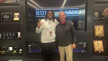 2026 Alabama commit Kamhariyan Johnson alongside Kalen DeBoer