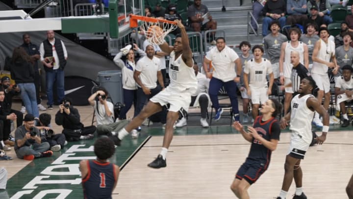 Sierra Canyon's Brandon McCoy Jr. throws down a dunk in the team's tournament final victory over Columbus (FL).