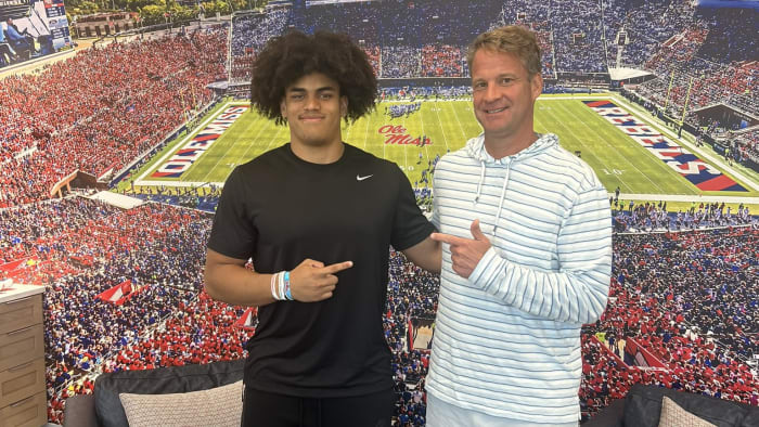 Talib Graham with Ole Miss head coach Lane Kiffin