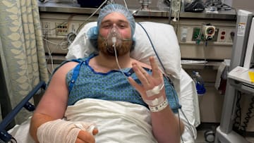 Landen Hatchett after wrist surgery. 