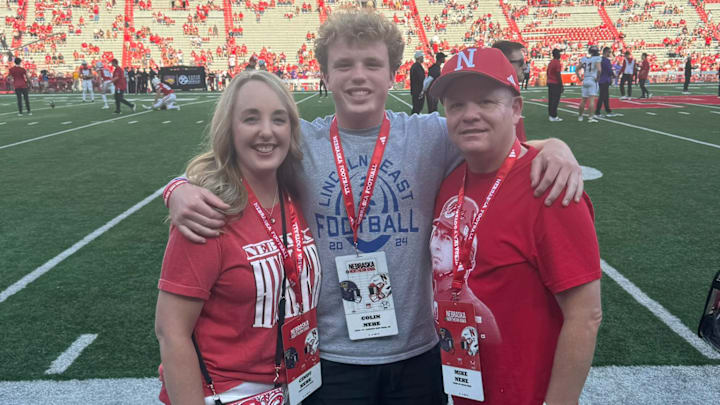 Specialist prospect Colin Nehe on hist visit during the Nebraksa-Northern Iowa game.