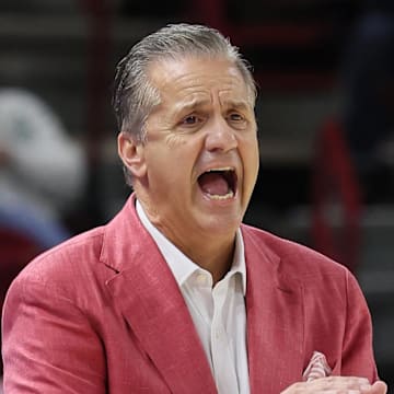 Arkansas Razorbacks coach John Calipari during the first half against the UCA Bears at Bud Walton Arena.