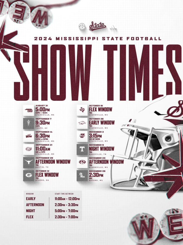 Mississippi State Football Game Times Announced