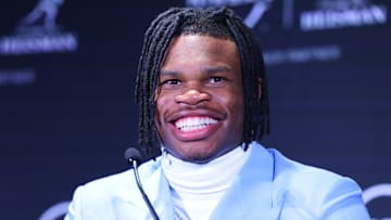 Travis Hunter at the Heisman Trophy press conference