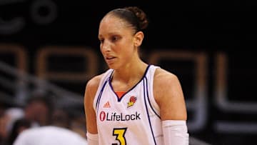 Sep 5, 2010; Phoenix, AZ, USA; Phoenix Mercury guard Diana Taurasi (2) reacts on the court against the Seattle Storm during the first half in game two of the Western Conference Finals in the 2010 WNBA Playoffs at US Airways Center.  The Storm defeated the Mercury 91-88.  Mandatory Credit: Jennifer Stewart-Imagn Images