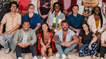 The Contestants of the CBS Original Series SURVIVOR, Season 49, scheduled to air on the CBS Television Network. Pictured (L-R): Top Row: Jawann Pitts, Shannon Fairweather, Sage Ahrens-Nichols, Nate Moore, Matt Williams, Rizo Velovic, and Kimberely “Annie” Davis. Middle Row: Jason Treul, Nicole Mazullo, Michelle “MC” Chukwujekwu, Jeremiah Ing, Kristina Mills, and Sophie Segreti. Bottom Row: Alex Moore, Savannah Louie, Jake Latimer, Sophi Balerdi, and Steven Ramm. Photo: Robert Voets/CBS ©2025 CBS
