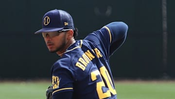 Milwaukee Brewers 2022 first round draft pick Eric Brown Jr. works on a fielding drill during minor league workouts at American Family Fields of Phoenix on March 6, 2023.

Ctk18520 2