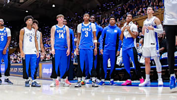 Oct 3, 2025; Durham, NC, USA; Duke Blue Devils Associate Head Coach Chris Carrawell shoots the ball during the Countdown to Craziness at the Cameron Indoor Stadium. Mandatory Credit: Jaylynn Nash-Imagn Images