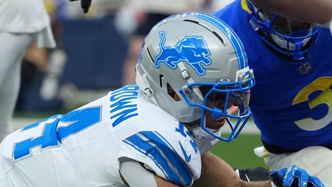 Detroit Lions wide receiver Amon-Ra St. Brown (14).