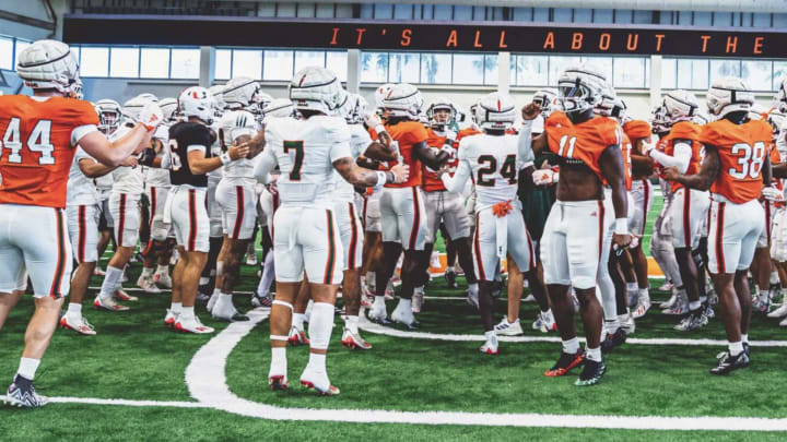 Miami Hurricanes scrimmage during fall camp. August 10, 2024