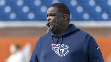 Feb 1, 2024; Mobile, AL, USA; American head coach Terrell Williams of the Tennessee Titans scans the field during practice for the American team at Hancock Whitney Stadium. Mandatory Credit: Vasha Hunt-Imagn Images