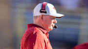 Arkansas interim head coach Bobby Petrino looks on against the LSU Tigers during the second half at Tiger Stadium.