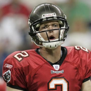 Aug 9, 2008; Houston, TX, USA; Tampa Bay Buccaneers quarterback Chris Simms (2) against the Houston Texans in the second quarter at Reliant Stadium. Mandatory Credit: Brett Davis-Imagn Images