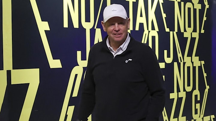 Nov 17, 2023; Salt Lake City, Utah, USA; Utah Jazz CEO Danny Ainge arrives at Delta Center before the game against the Phoenix Suns. Mandatory Credit: Rob Gray-Imagn Images