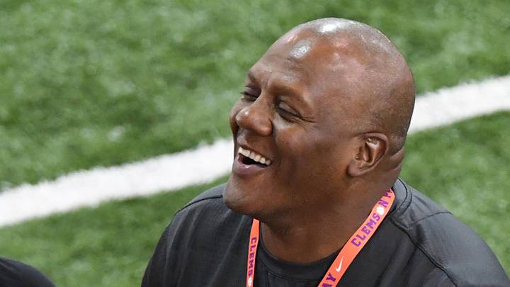 Marion Hobby during Clemson pro day, 2019