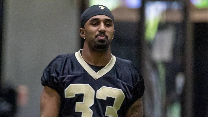 May 10, 2025; New Orleans, LA, USA;  New Orleans Saints safety Jonas Sanker (33) during rookie minicamp at Ochsner Sports Performance Center. Mandatory Credit: Stephen Lew-Imagn Images