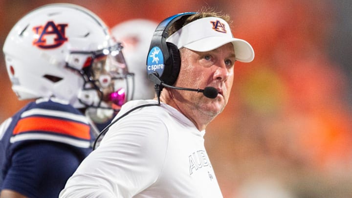 Auburn head coach Hugh Freeze stands on the sidelines during a game. Auburn head coach Hugh Freeze stands on the sidelines during a game.