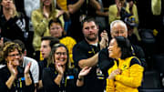 Iowa women's wrestling coach Clarissa Chun is acknowledged during a NCAA wrestling dual between Iowa and Princeton, Friday, Nov. 19, 2021, at Carver-Hawkeye Arena in Iowa City, Iowa.

211119 Princeton Iowa Wr 014 Jpg