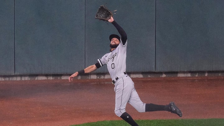 Chicago White Sox outfielder Billy Hamilton (0) makes a miraculous catch.
