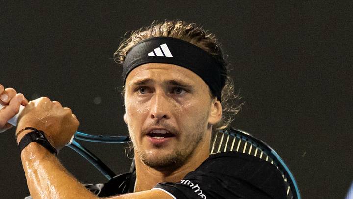 Alexander Zverev hits a backhand