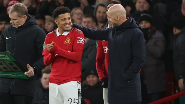 Jadon Sancho mit Erik ten Hag (Archivbild)