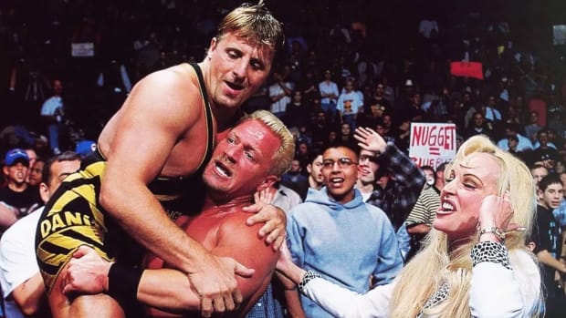 Owen Hart, Jeff Jarrett, and Debra McMichael