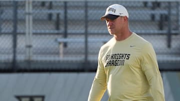UCF Head Football Coach Scott Frost during UCF Spring football practice at FBC Mortgage Stadium in Orlando, Friday, April 11, 2025.