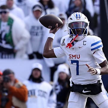 SMU quarterback Kevin Jennings helped guide the Mustangs to the College Football Playoff in 2024.