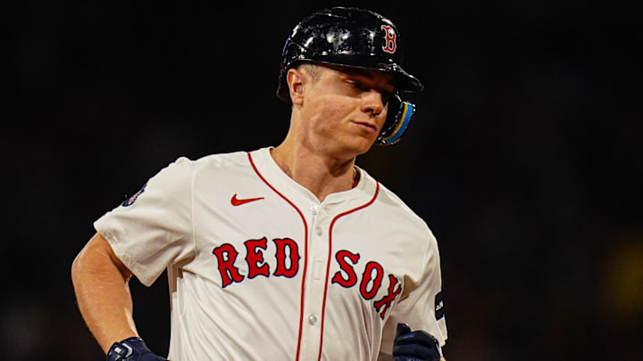 Sep 9, 2024; Boston, Massachusetts, USA; Boston Red Sox designated hitter Tyler O'Neill (17) hits a home run against the Baltimore Orioles in the third inning at Fenway Park. Mandatory Credit: David Butler II-Imagn Images Sep 9, 2024; Boston, Massachusetts, USA; Boston Red Sox designated hitter Tyler O'Neill (17) hits a home run against the Baltimore Orioles in the third inning at Fenway Park. Mandatory Credit: David Butler II-Imagn Images