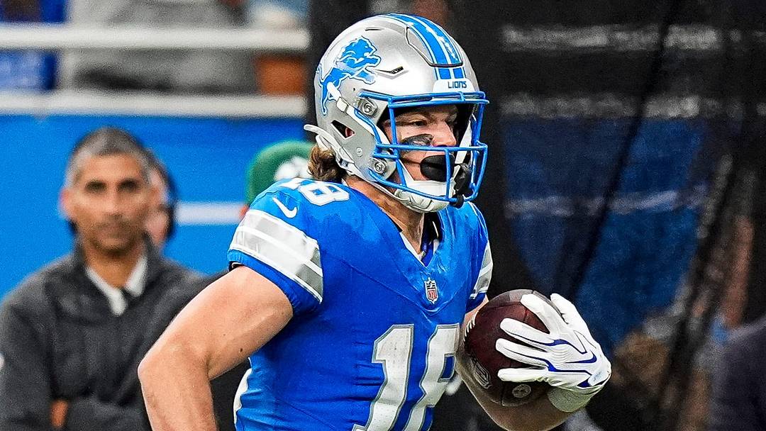 Detroit Lions wide receiver Isaac TeSlaa (18).