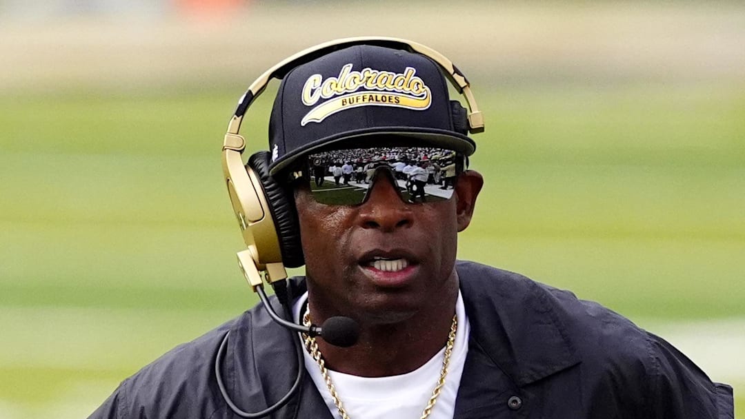 Aug 29, 2025; Boulder, Colorado, USA; Colorado Buffaloes head coach Deion Sanders during the first quarter against the Georgia Tech Yellow Jackets at Folsom Field. Mandatory Credit: Ron Chenoy-Imagn Images Aug 29, 2025; Boulder, Colorado, USA; Colorado Buffaloes head coach Deion Sanders during the first quarter against the Georgia Tech Yellow Jackets at Folsom Field. Mandatory Credit: Ron Chenoy-Imagn Images
