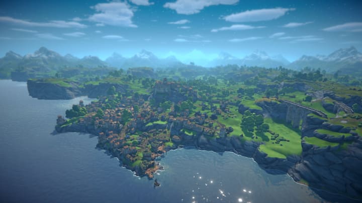RAEV screenshot of a coastal city.