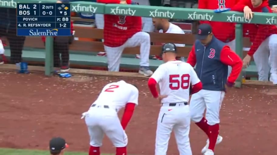 Bregman left Friday's game | Screengrab, @NESN on X (formerly Twitter)