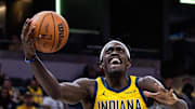 Indiana Pacers forward Pascal Siakam shoots the ball while Cleveland Cavaliers guard Jaylon Tyson defends