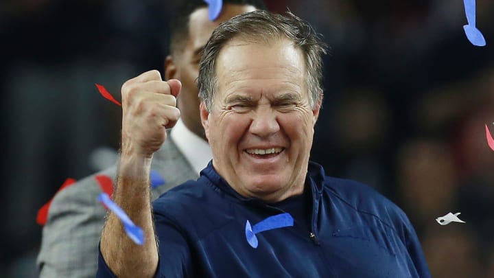 2017: Bill Belichick celebrates after Super Bowl LI where the New England Patriots vs The Atlanta Falcon at NRG Stadium, Houston.