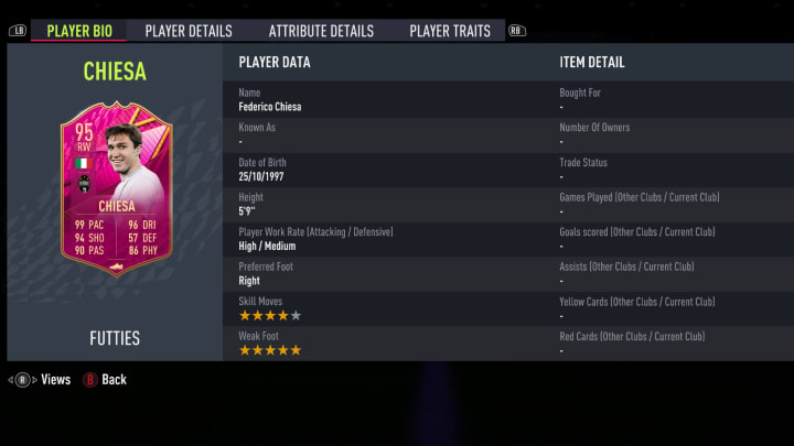After leaks confirmed his arrival in FUT today, Federico Chiesa has received a new FUTTIES Favorite SBC in FIFA 22. After leaks confirmed his arrival in FUT today, Federico Chiesa has received a new FUTTIES Favorite SBC in FIFA 22.