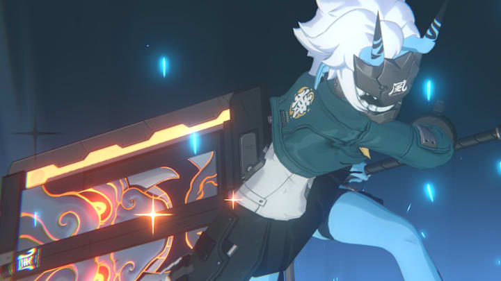 Zenless Zone Zero screenshot of Soukaku wielding her banner.