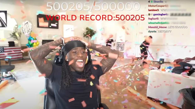 Kai Cenat celebrating new sub count record on twitch